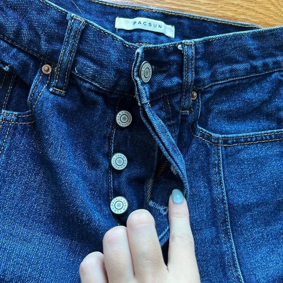 💫2/$10💫 PACSUN Ultra High Rise Slim Split Raw Hem Jeans Dark Wash 26 - Picture 5 of 7